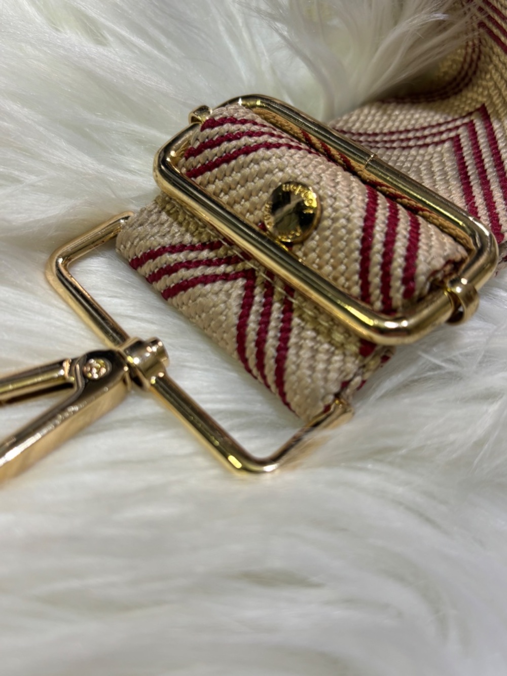 NWOT [Pom Pom · London] Leather Tan & Gold Chevron Crossbody Bag | Mauve Purse - Picture 6 of 16